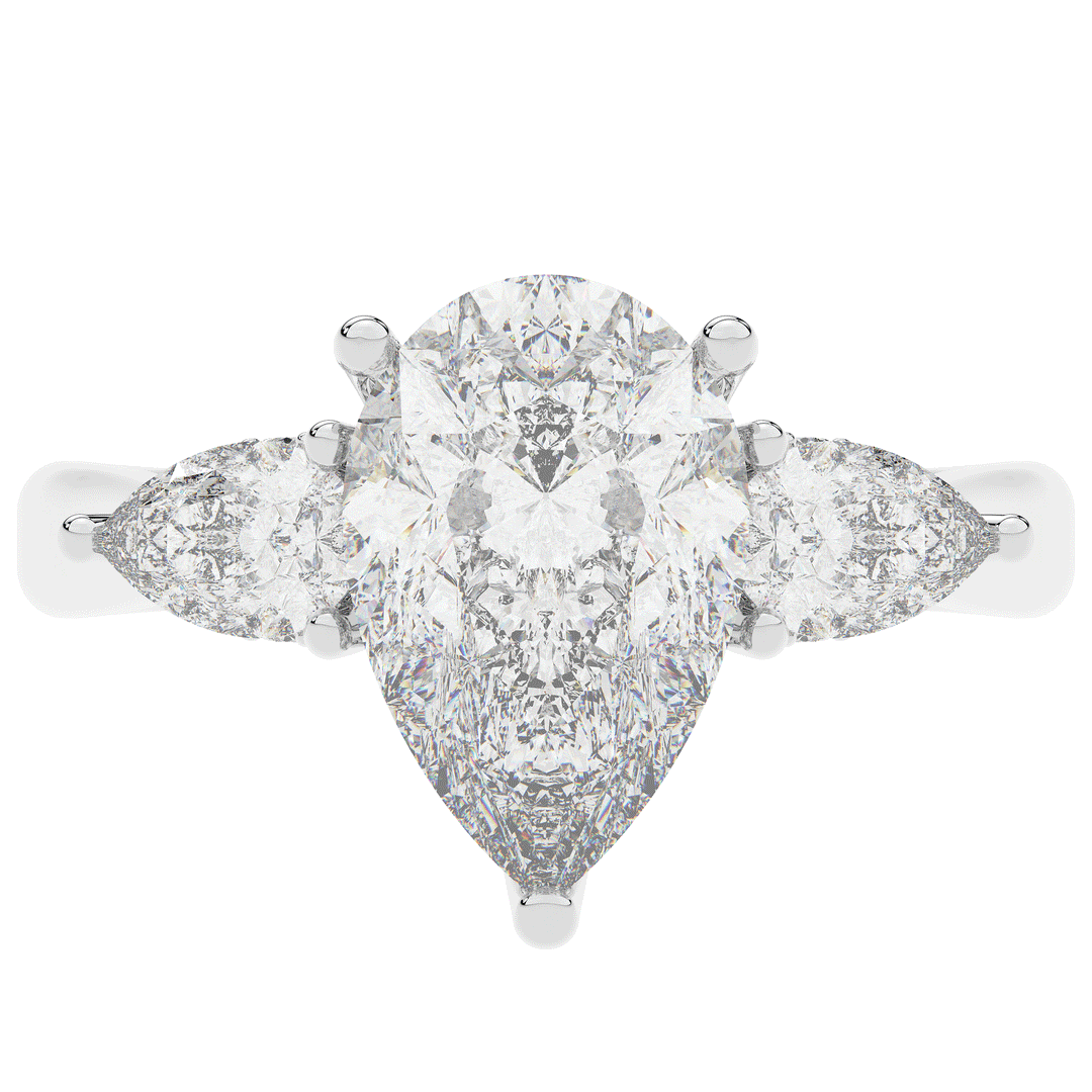 3.70CT.TW PEAR LAB DIAMOND 3 STONE ENGAGEMENT RING - Nazarelle