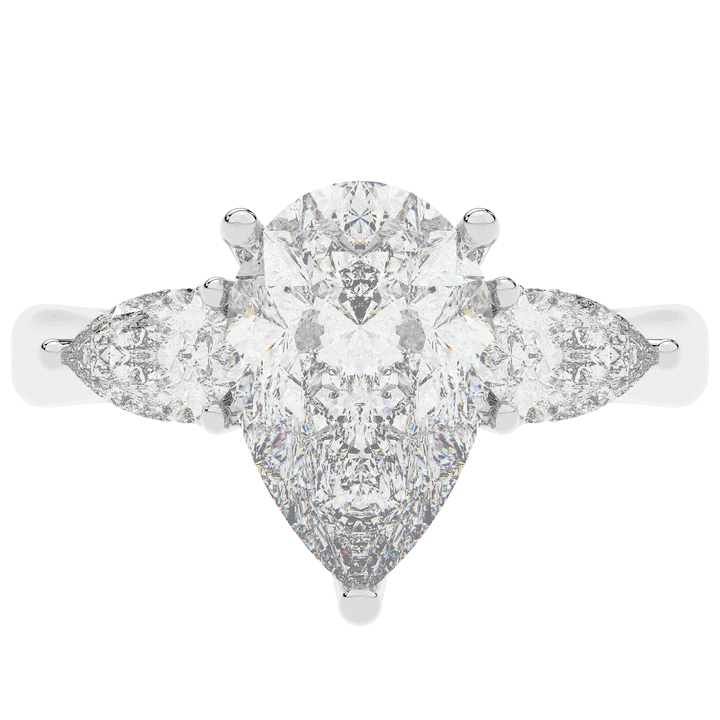 3.70CT.TW PEAR LAB DIAMOND 3 STONE ENGAGEMENT RING - Nazarelle