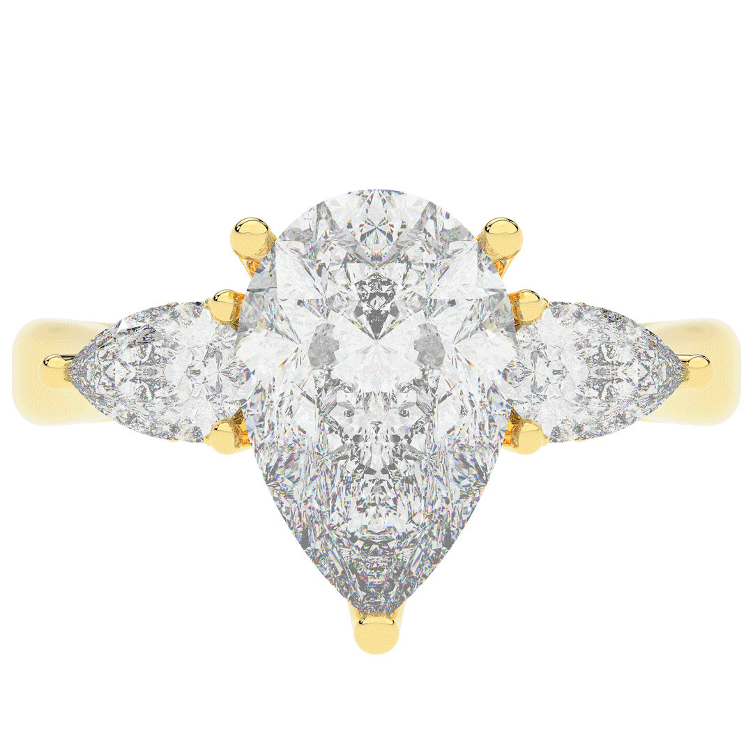 3.70CT.TW PEAR LAB DIAMOND 3 STONE ENGAGEMENT RING - Nazarelle