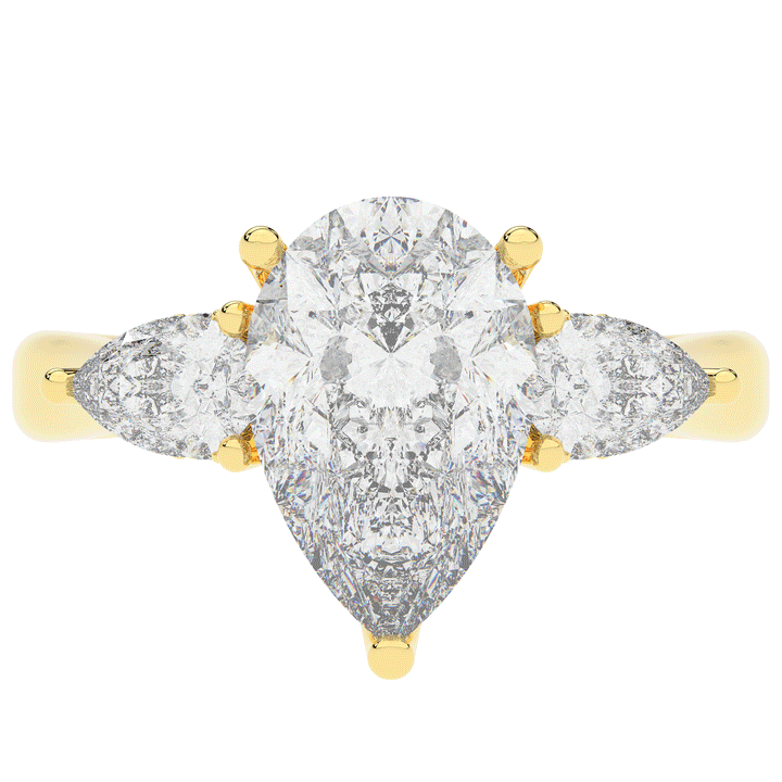 3.70CT.TW PEAR LAB DIAMOND 3 STONE ENGAGEMENT RING - Nazarelle