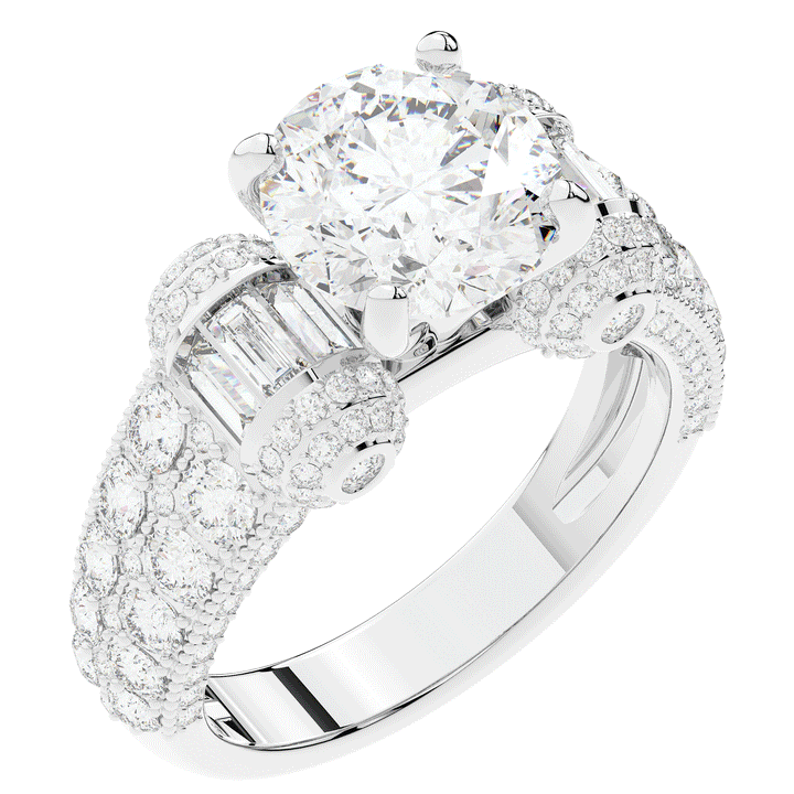4.75CT.TW ROUND LAB DIAMOND ENGAGEMENT RING - Nazarelle