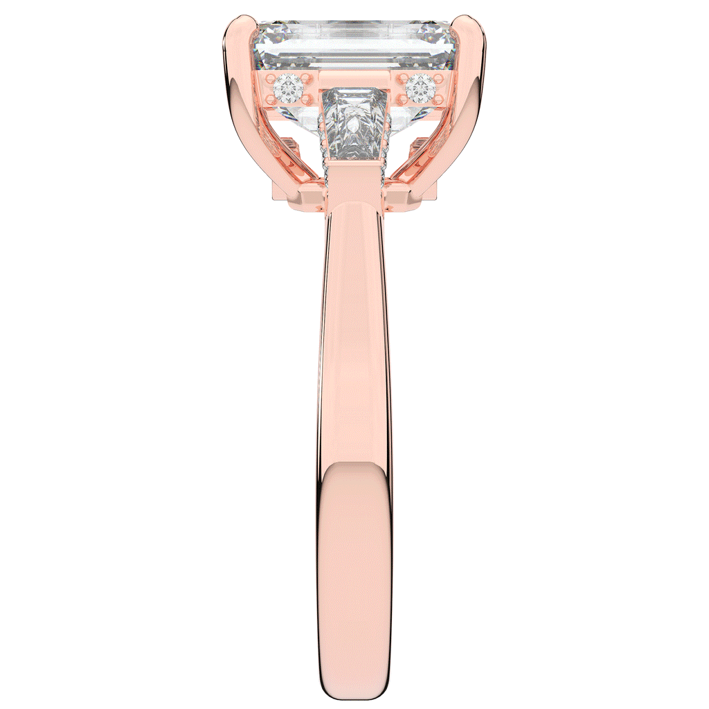 3.45CT.TW EMERALD CUT LAB DIAMOND 3 STONE ENGAGEMENT RING - Nazarelle