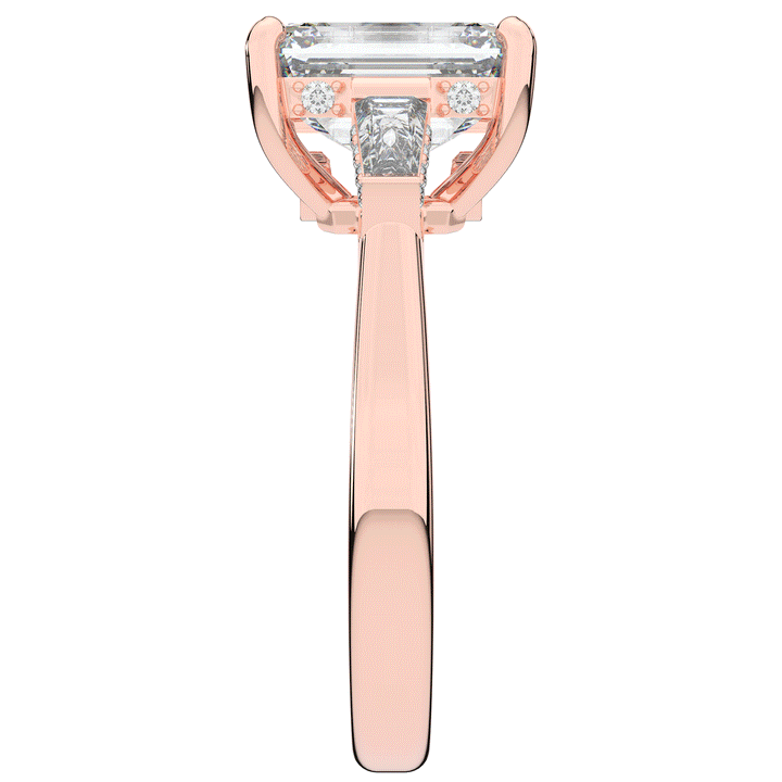 3.45CT.TW EMERALD CUT LAB DIAMOND 3 STONE ENGAGEMENT RING - Nazarelle