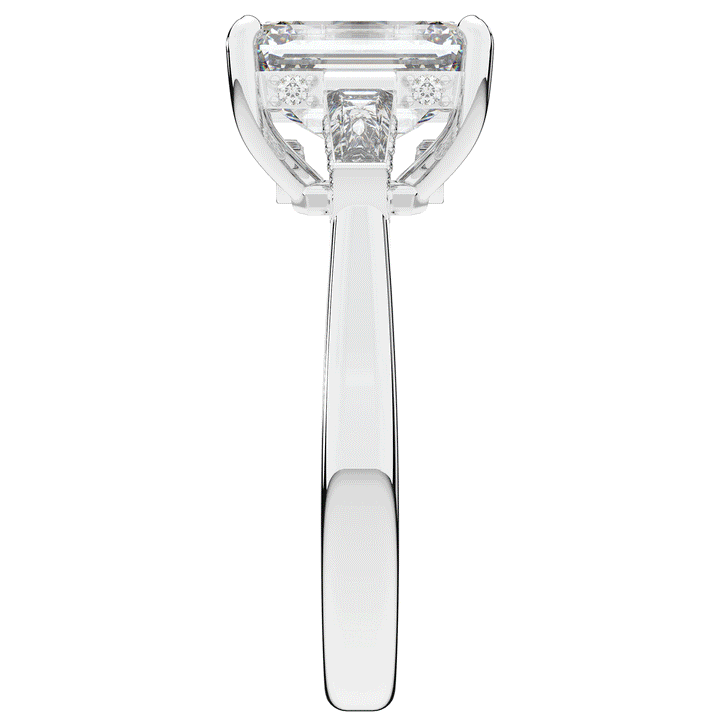 3.45CT.TW EMERALD CUT LAB DIAMOND 3 STONE ENGAGEMENT RING - Nazarelle