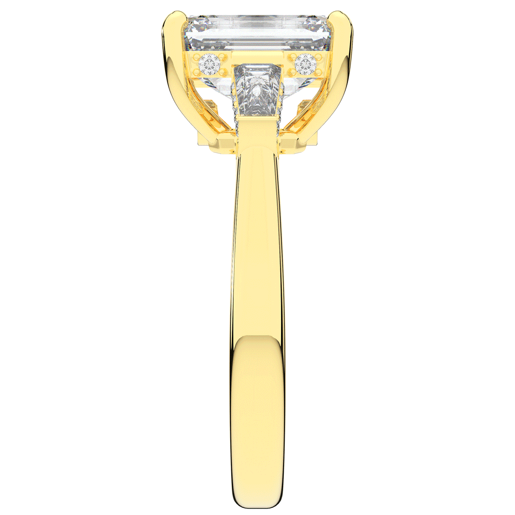 3.45CT.TW EMERALD CUT LAB DIAMOND 3 STONE ENGAGEMENT RING - Nazarelle