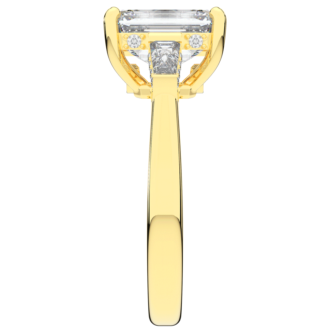 3.45CT.TW EMERALD CUT LAB DIAMOND 3 STONE ENGAGEMENT RING - Nazarelle