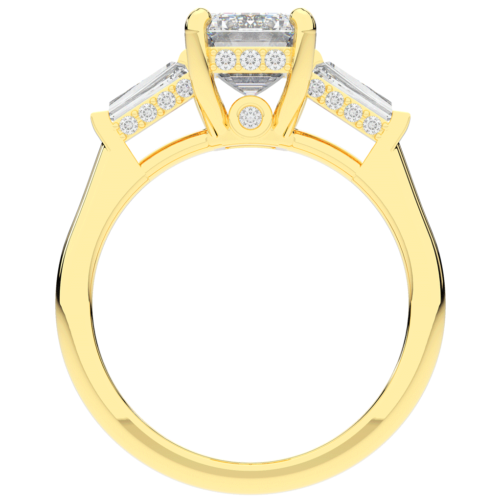 3.45CT.TW EMERALD CUT LAB DIAMOND 3 STONE ENGAGEMENT RING - Nazarelle