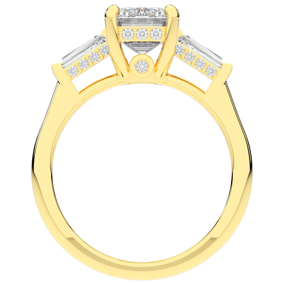 3.45CT.TW EMERALD CUT LAB DIAMOND 3 STONE ENGAGEMENT RING - Nazarelle