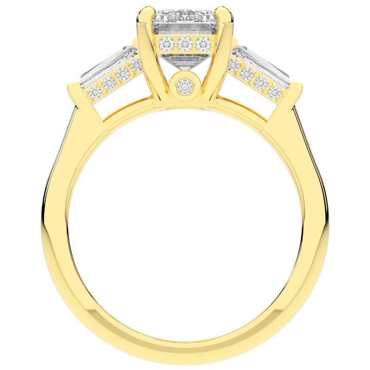 3.45CT.TW EMERALD CUT LAB DIAMOND 3 STONE ENGAGEMENT RING - Nazarelle