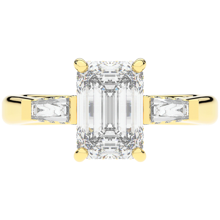 3.45CT.TW EMERALD CUT LAB DIAMOND 3 STONE ENGAGEMENT RING - Nazarelle