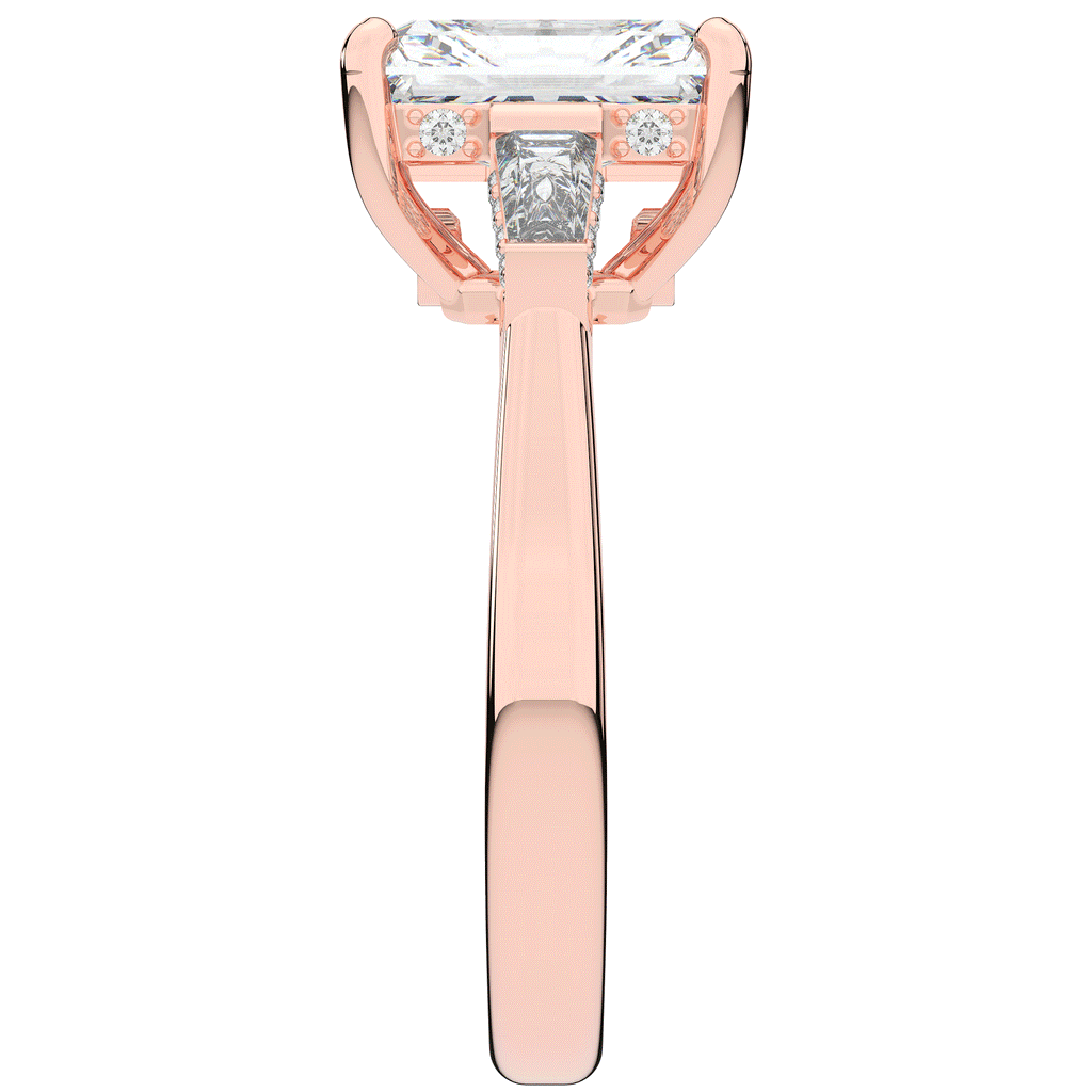 3.45CT.TW RADIANT LAB DIAMOND 3 STONE ENGAGEMENT RING - Nazarelle