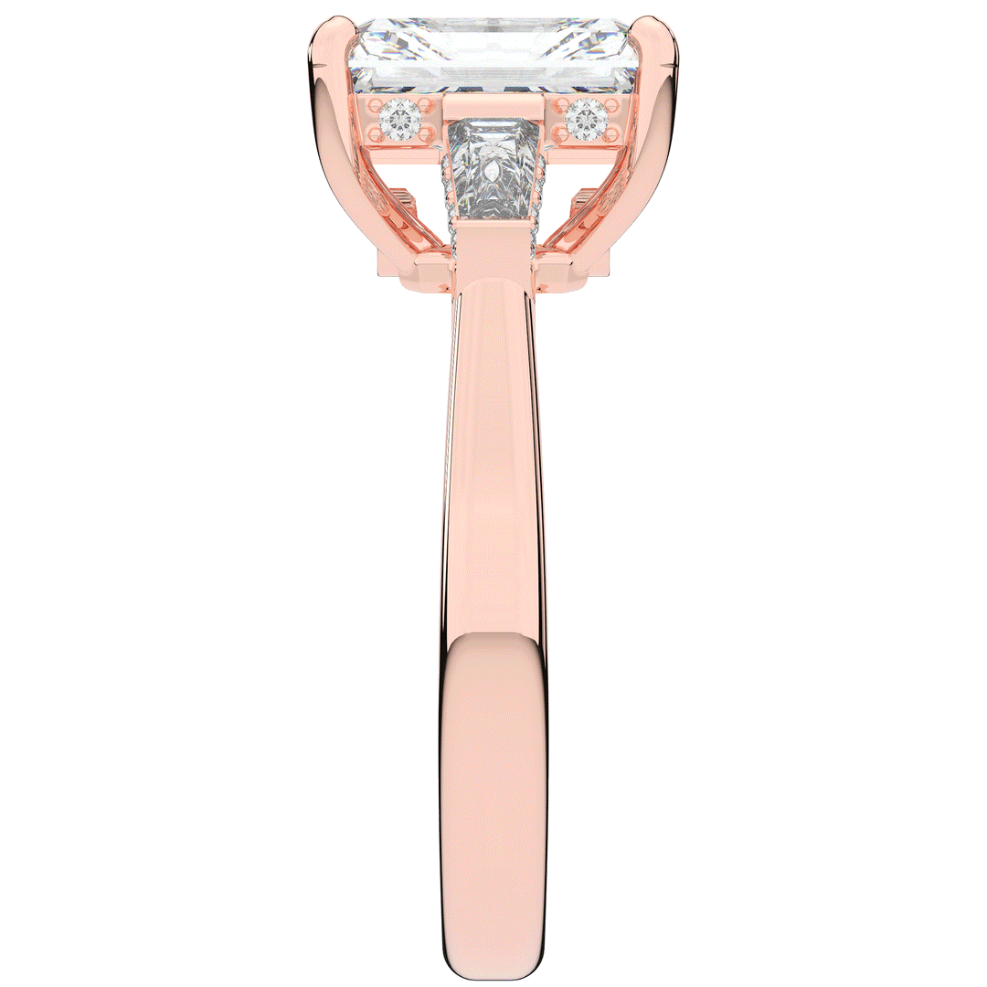 3.45CT.TW RADIANT LAB DIAMOND 3 STONE ENGAGEMENT RING - Nazarelle