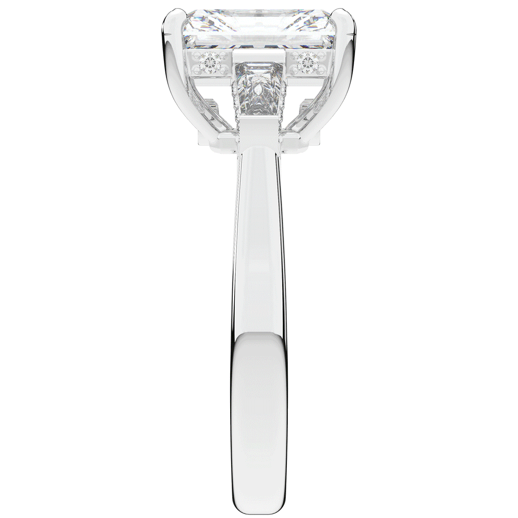 3.45CT.TW RADIANT LAB DIAMOND 3 STONE ENGAGEMENT RING - Nazarelle