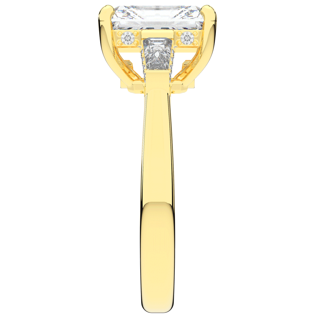 3.45CT.TW RADIANT LAB DIAMOND 3 STONE ENGAGEMENT RING - Nazarelle