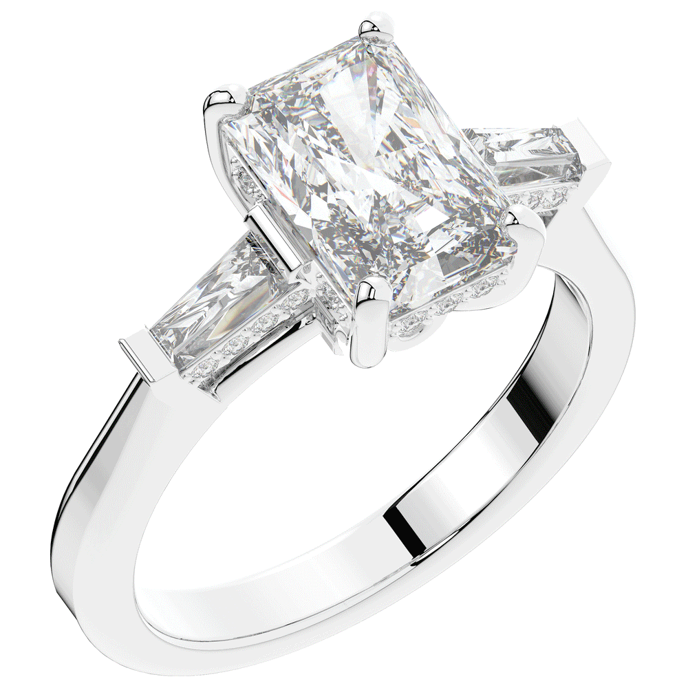 3.45CT.TW RADIANT LAB DIAMOND 3 STONE ENGAGEMENT RING - Nazarelle