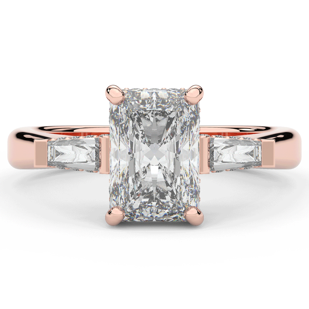 3.45CT.TW RADIANT LAB DIAMOND 3 STONE ENGAGEMENT RING - Nazarelle