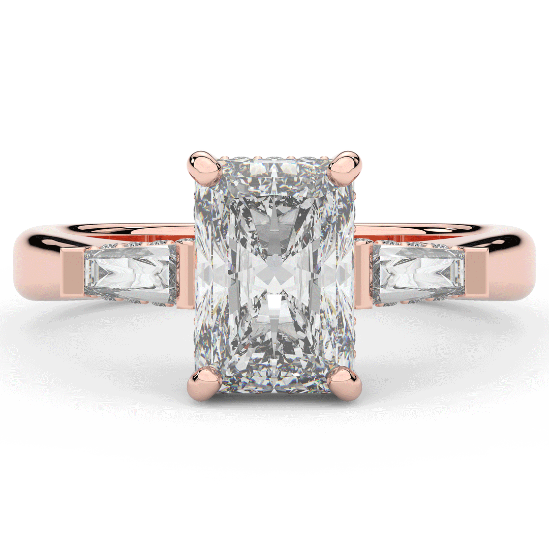 3.45CT.TW RADIANT LAB DIAMOND 3 STONE ENGAGEMENT RING - Nazarelle