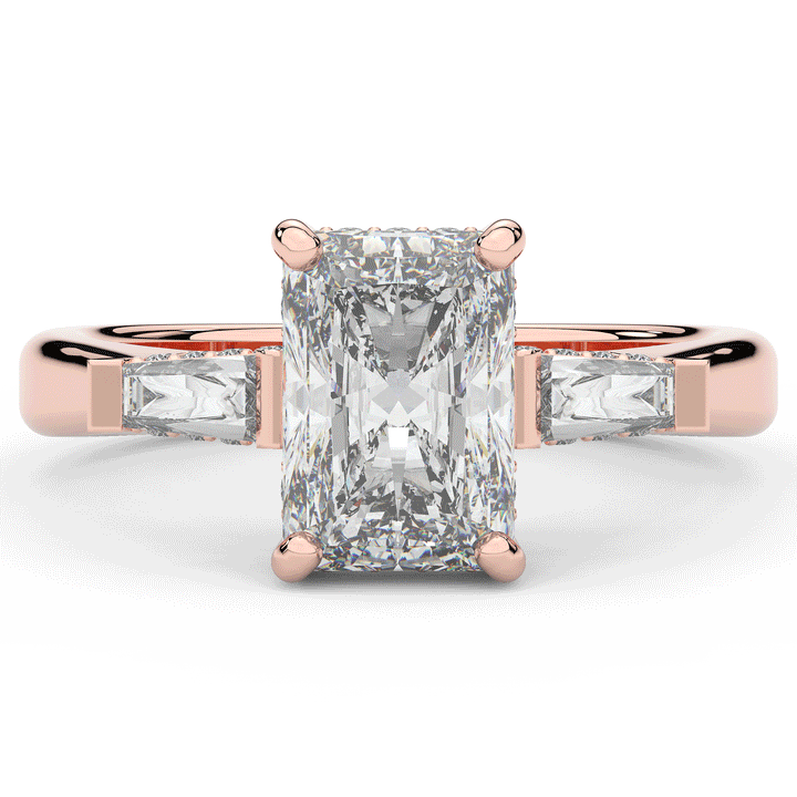 3.45CT.TW RADIANT LAB DIAMOND 3 STONE ENGAGEMENT RING - Nazarelle