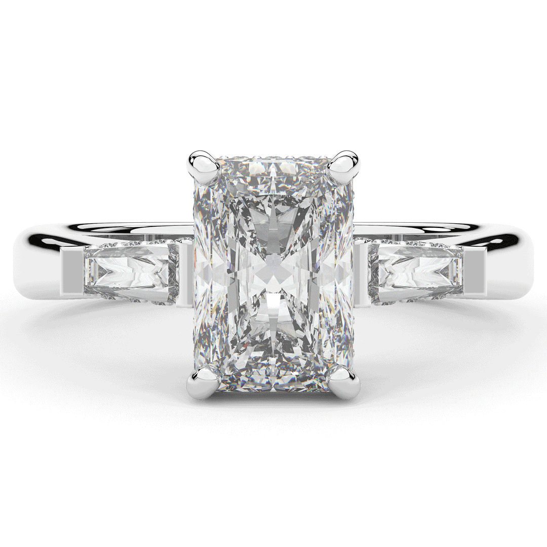 3.45CT.TW RADIANT LAB DIAMOND 3 STONE ENGAGEMENT RING - Nazarelle