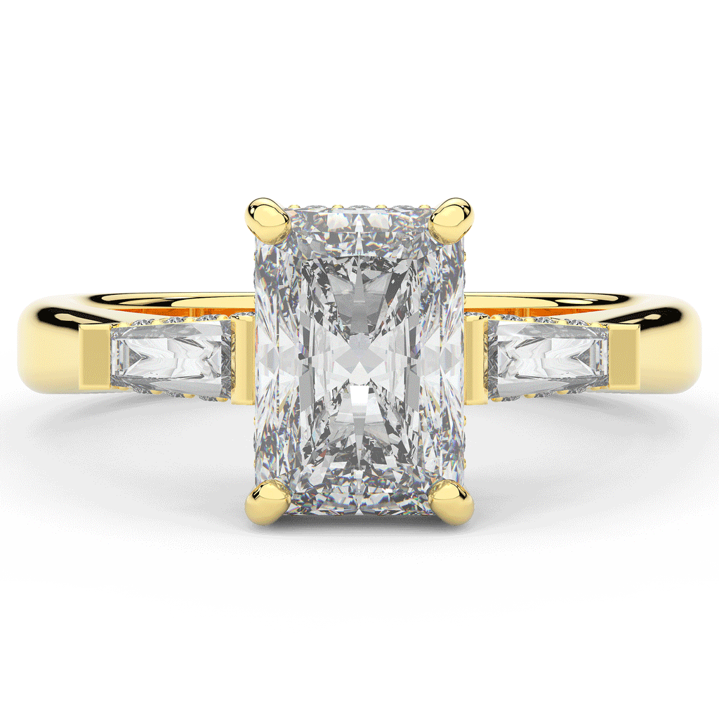 3.45CT.TW RADIANT LAB DIAMOND 3 STONE ENGAGEMENT RING - Nazarelle
