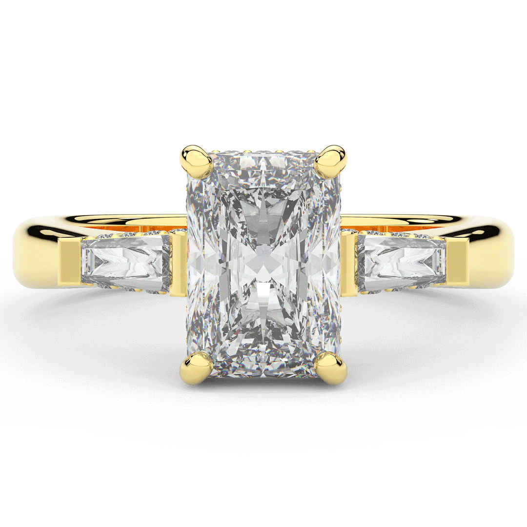 3.45CT.TW RADIANT LAB DIAMOND 3 STONE ENGAGEMENT RING - Nazarelle