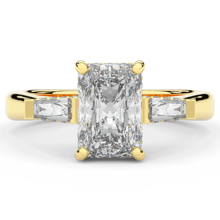 3.45CT.TW RADIANT LAB DIAMOND 3 STONE ENGAGEMENT RING - Nazarelle