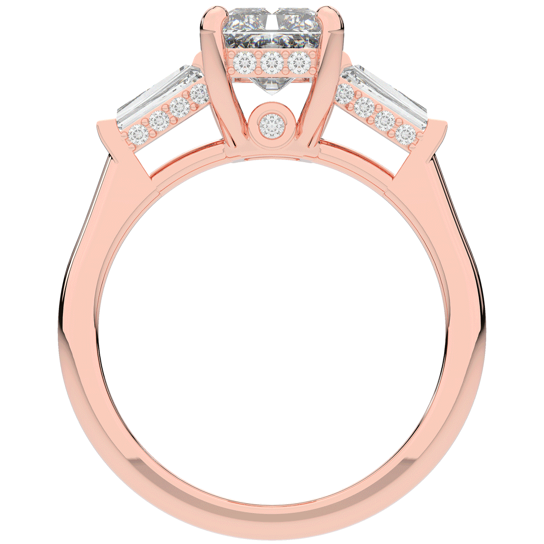 3.45CT.TW RADIANT LAB DIAMOND 3 STONE ENGAGEMENT RING - Nazarelle