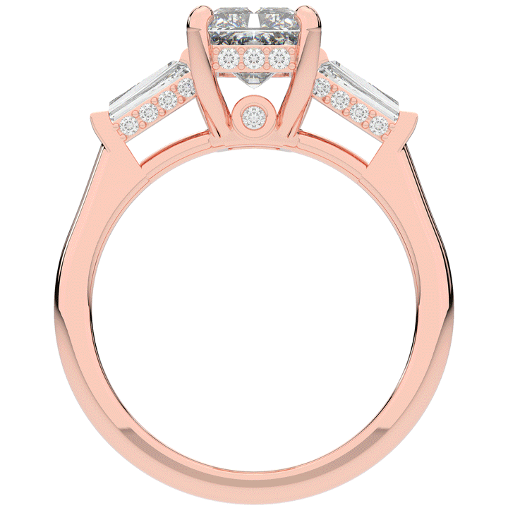 3.45CT.TW RADIANT LAB DIAMOND 3 STONE ENGAGEMENT RING - Nazarelle