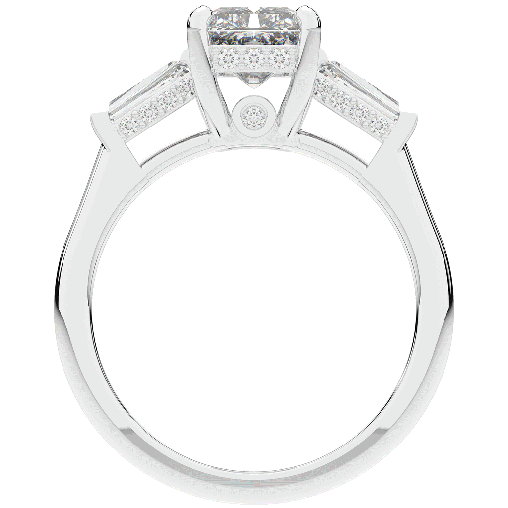 3.45CT.TW RADIANT LAB DIAMOND 3 STONE ENGAGEMENT RING - Nazarelle