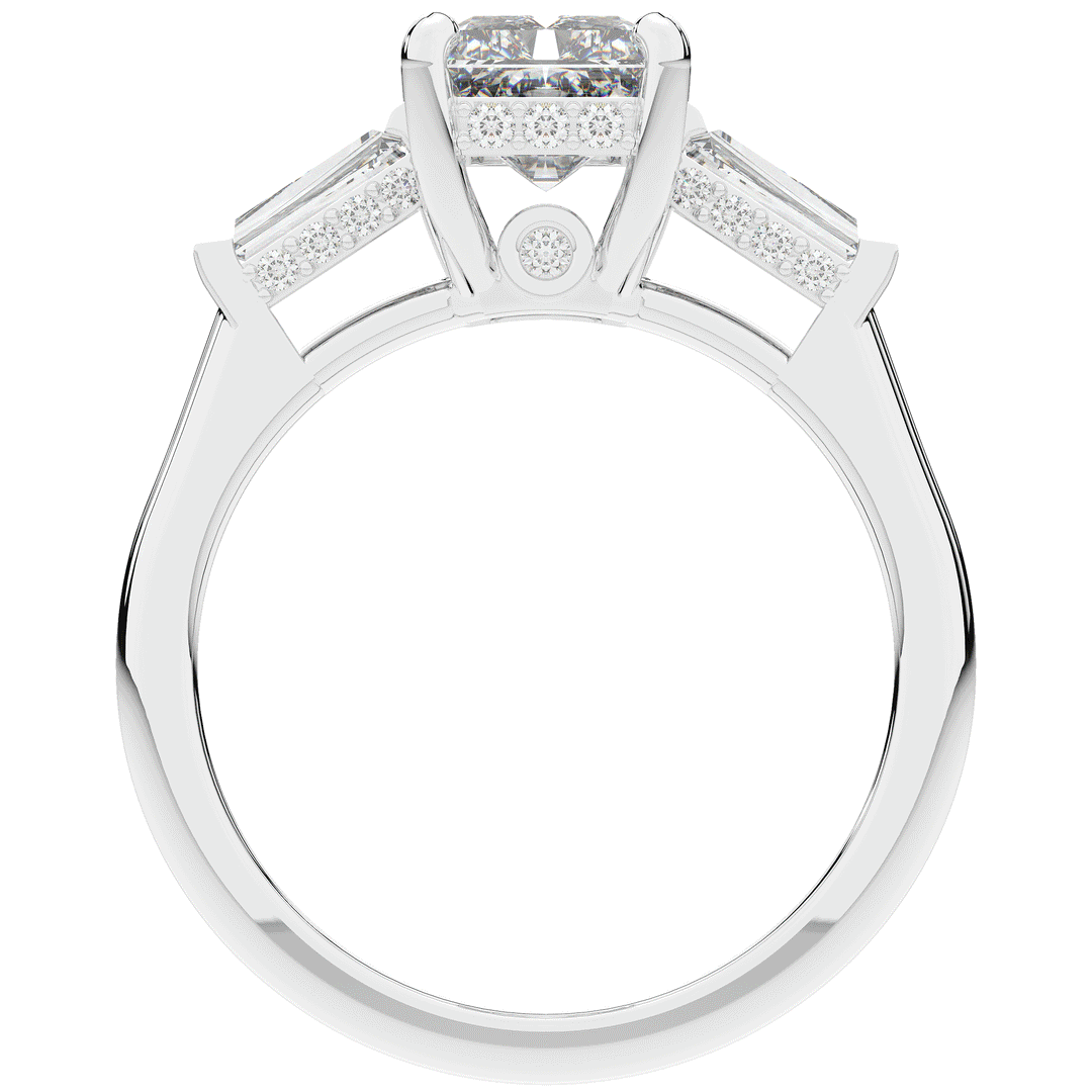 3.45CT.TW RADIANT LAB DIAMOND 3 STONE ENGAGEMENT RING - Nazarelle