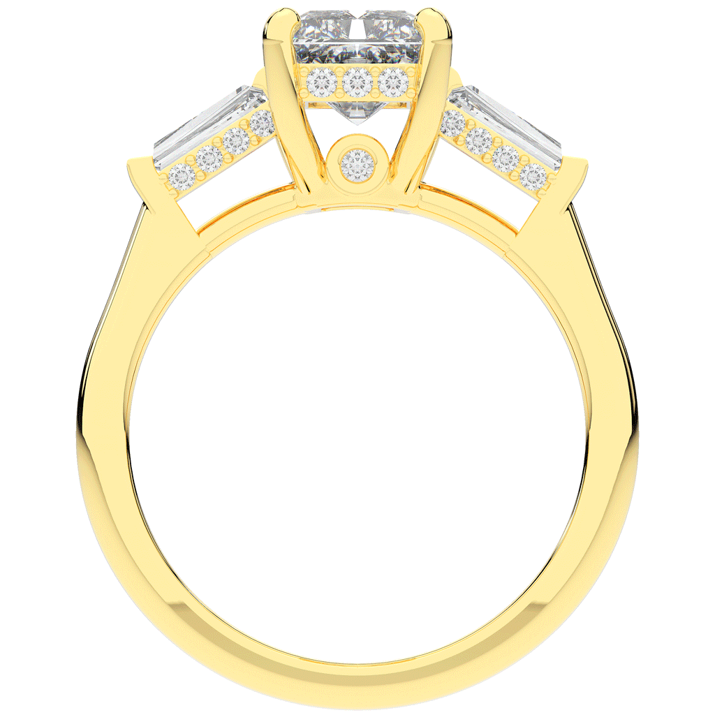 3.45CT.TW RADIANT LAB DIAMOND 3 STONE ENGAGEMENT RING - Nazarelle