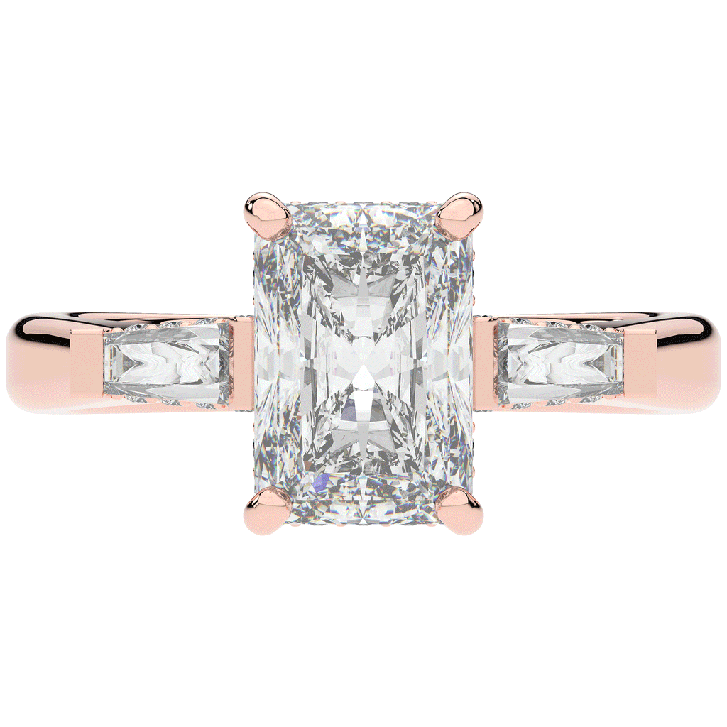 3.45CT.TW RADIANT LAB DIAMOND 3 STONE ENGAGEMENT RING - Nazarelle