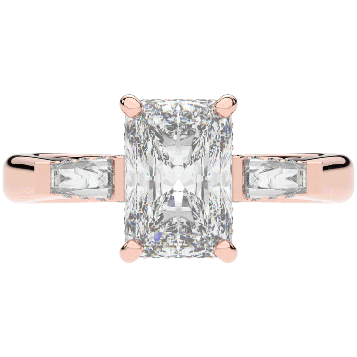 3.45CT.TW RADIANT LAB DIAMOND 3 STONE ENGAGEMENT RING - Nazarelle