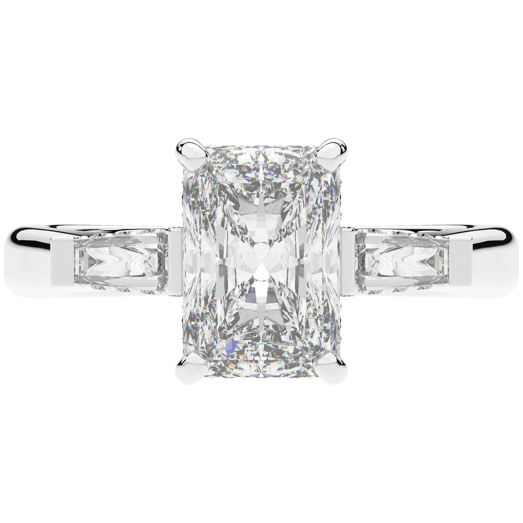 3.45CT.TW RADIANT LAB DIAMOND 3 STONE ENGAGEMENT RING - Nazarelle