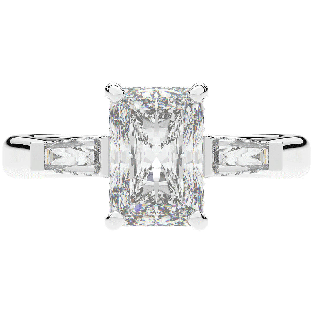 3.45CT.TW RADIANT LAB DIAMOND 3 STONE ENGAGEMENT RING - Nazarelle