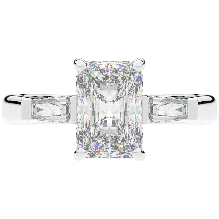 3.45CT.TW RADIANT LAB DIAMOND 3 STONE ENGAGEMENT RING - Nazarelle