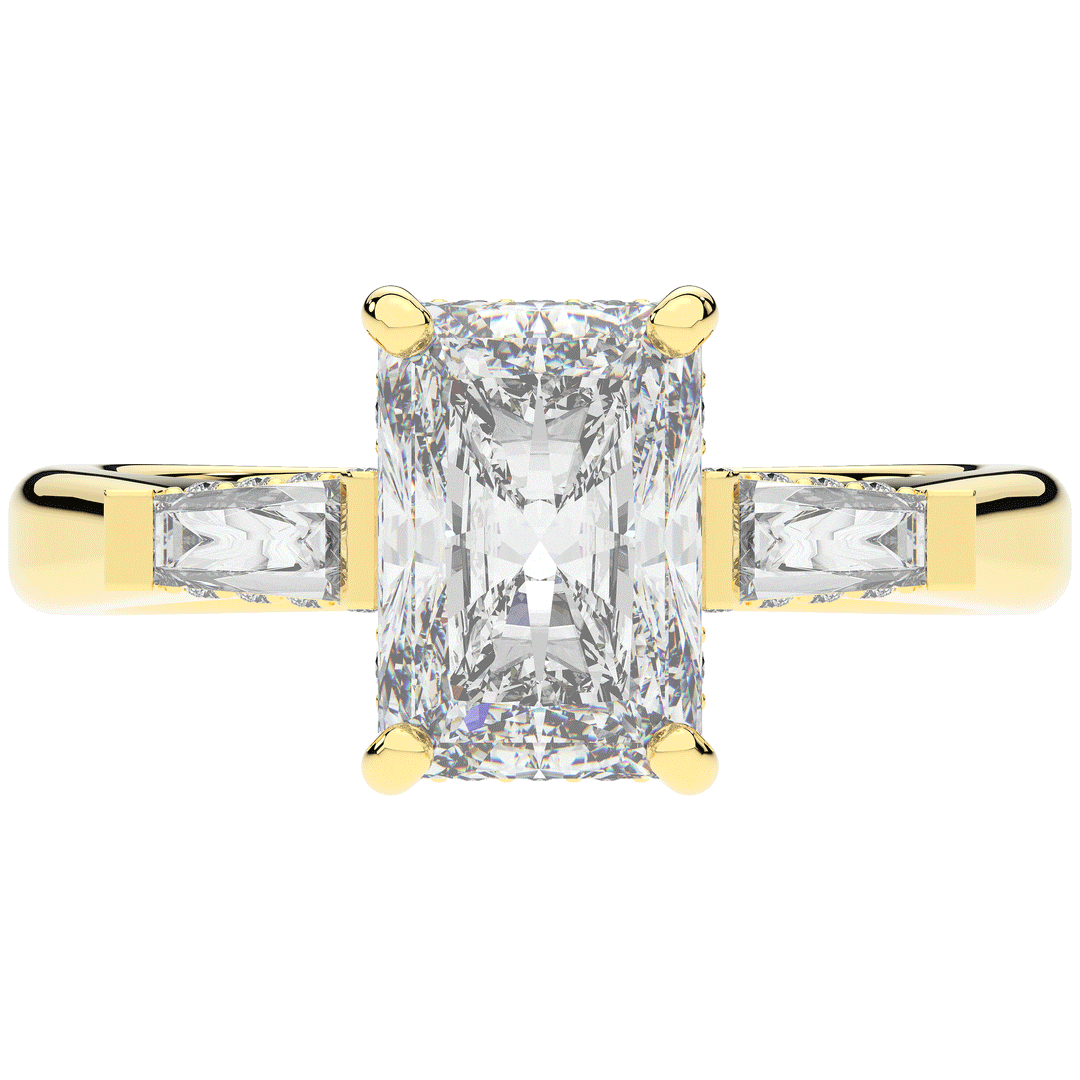 3.45CT.TW RADIANT LAB DIAMOND 3 STONE ENGAGEMENT RING - Nazarelle