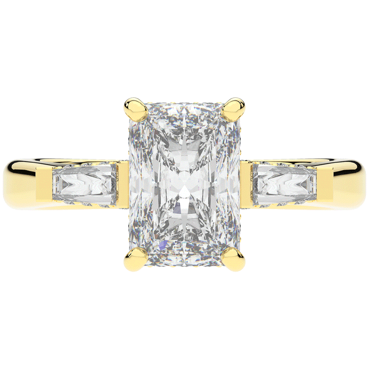 3.45CT.TW RADIANT LAB DIAMOND 3 STONE ENGAGEMENT RING - Nazarelle