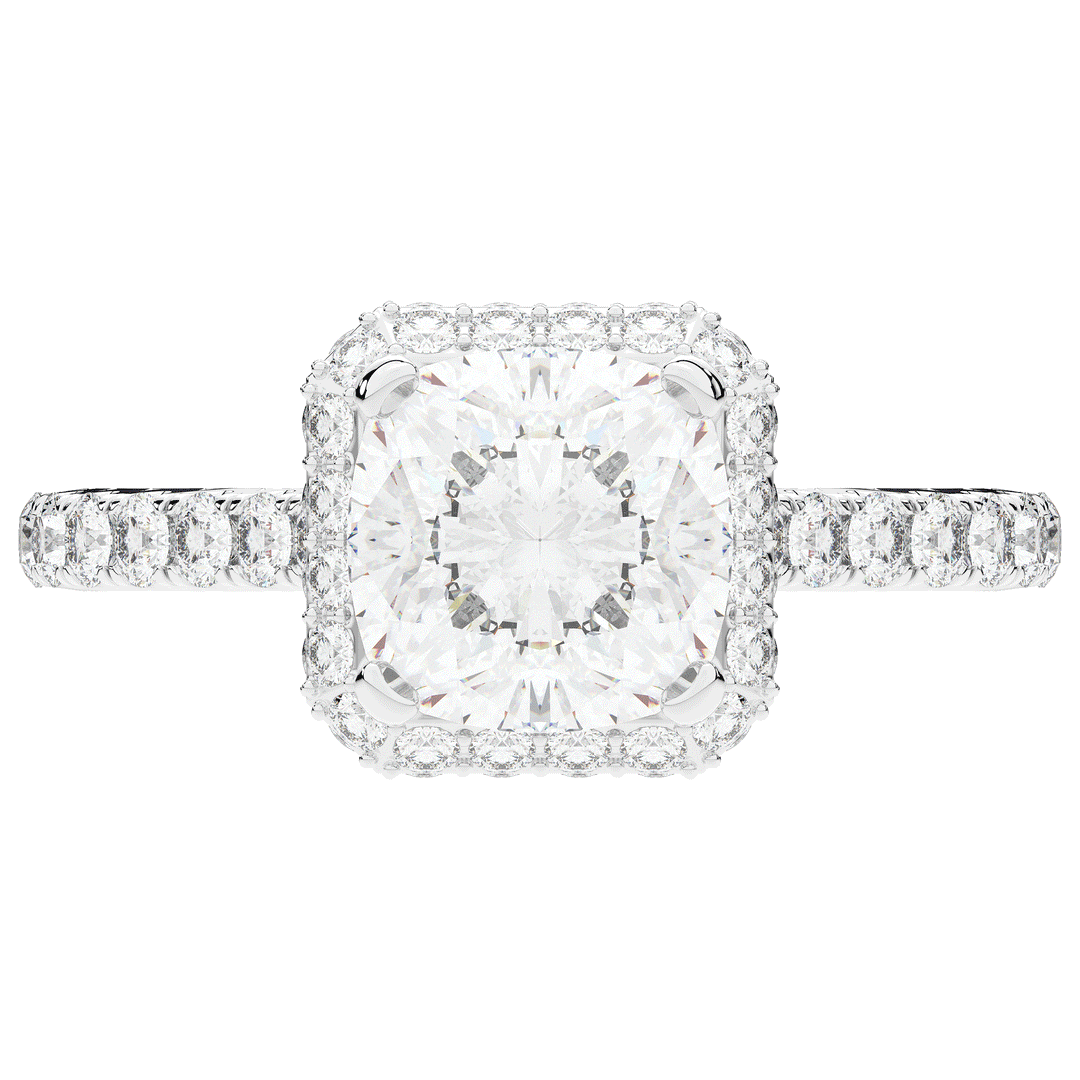2.75CT.TW CUSHION LAB DIAMOND HALO ENGAGEMENT RING - Nazarelle