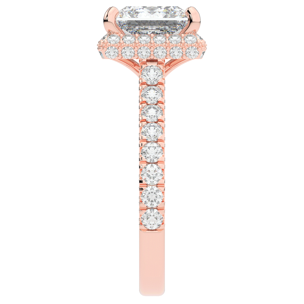 3.90CT.TW PRINCESS LAB DIAMOND HALO ENGAGEMENT RING - Nazarelle