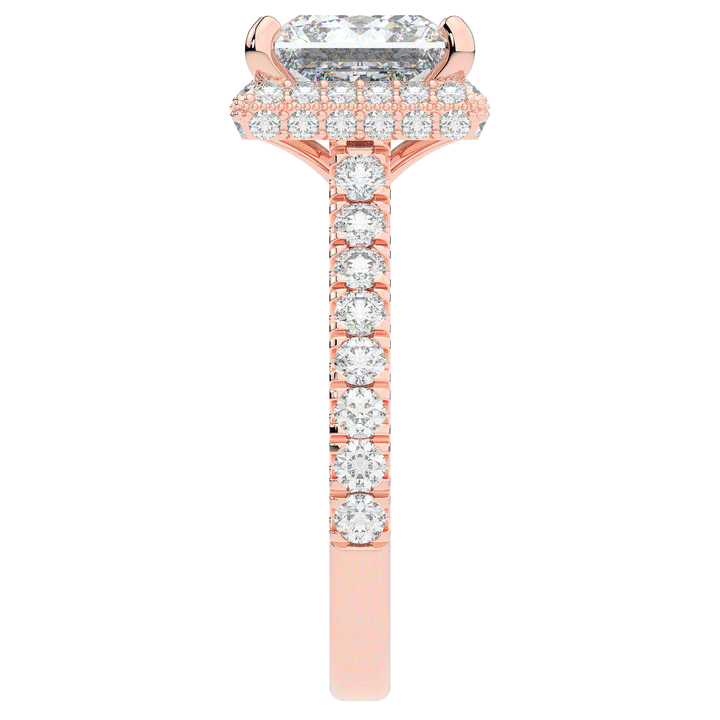 3.90CT.TW PRINCESS LAB DIAMOND HALO ENGAGEMENT RING - Nazarelle
