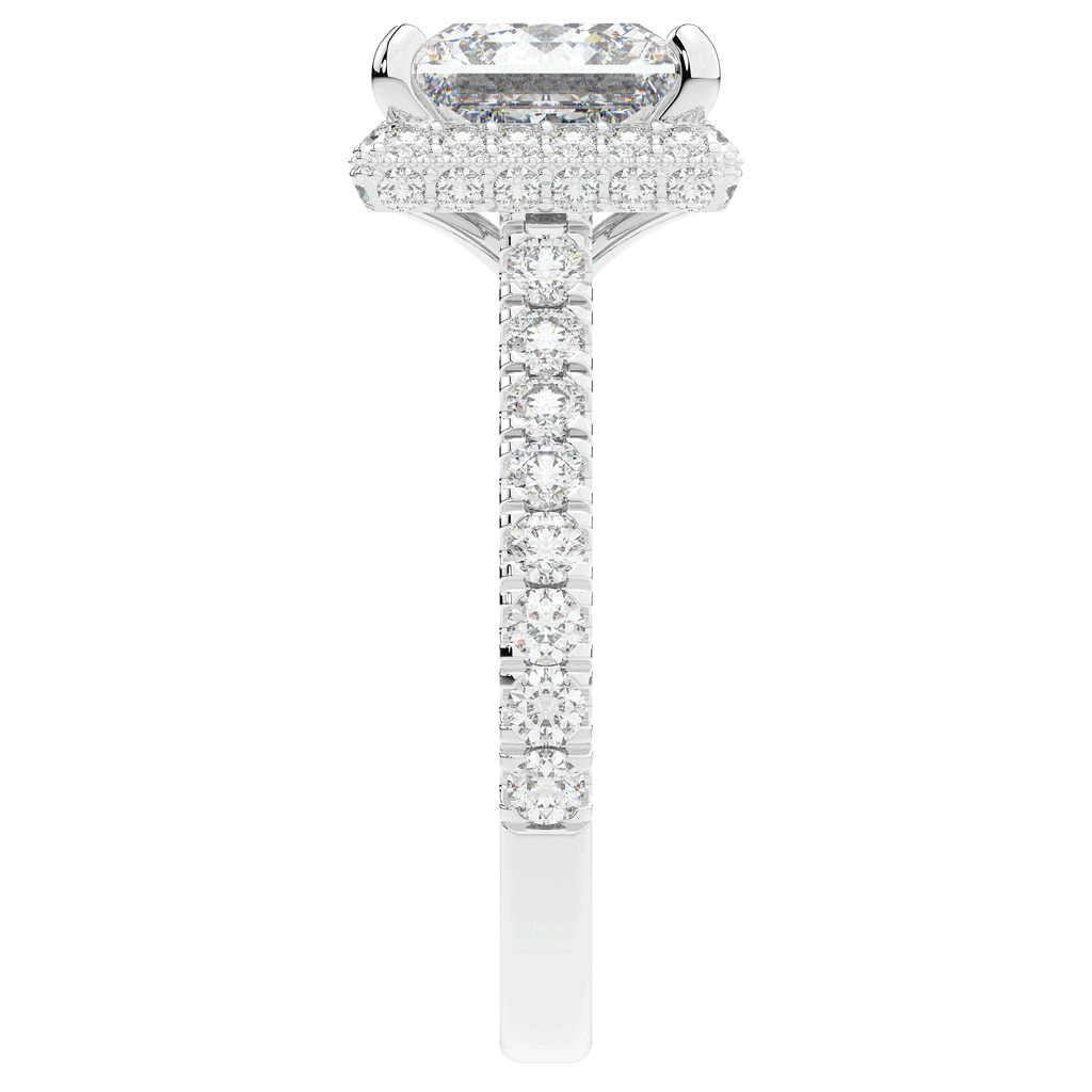 3.90CT.TW PRINCESS LAB DIAMOND HALO ENGAGEMENT RING - Nazarelle