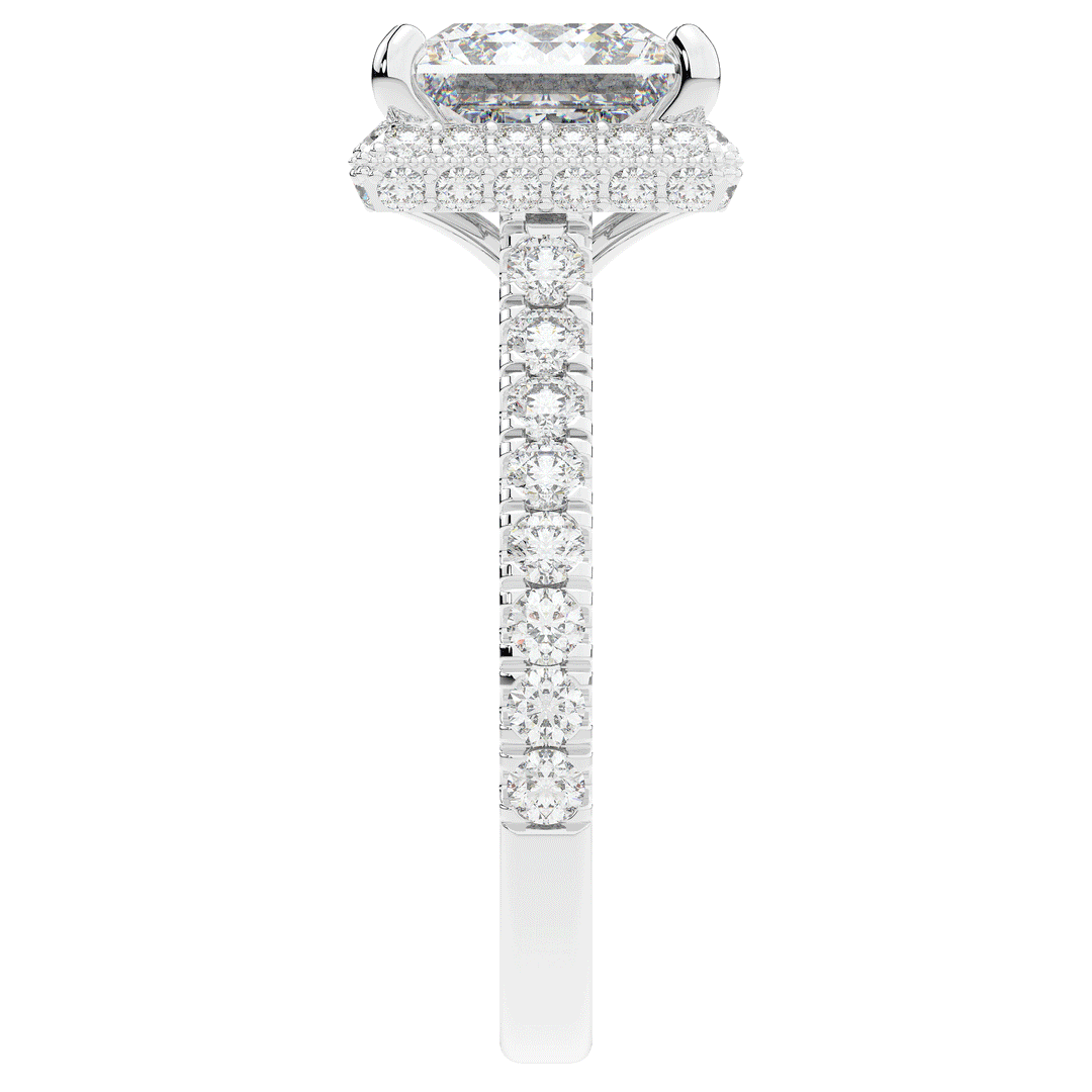 3.90CT.TW PRINCESS LAB DIAMOND HALO ENGAGEMENT RING - Nazarelle