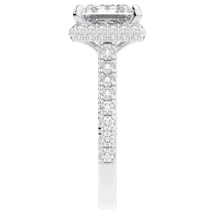 3.90CT.TW PRINCESS LAB DIAMOND HALO ENGAGEMENT RING - Nazarelle