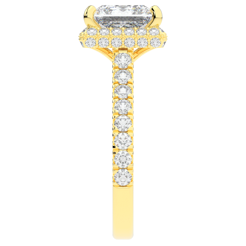3.90CT.TW PRINCESS LAB DIAMOND HALO ENGAGEMENT RING - Nazarelle