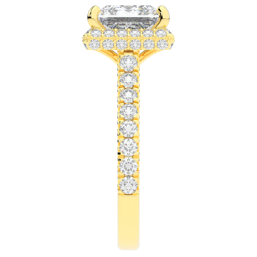 3.90CT.TW PRINCESS LAB DIAMOND HALO ENGAGEMENT RING - Nazarelle