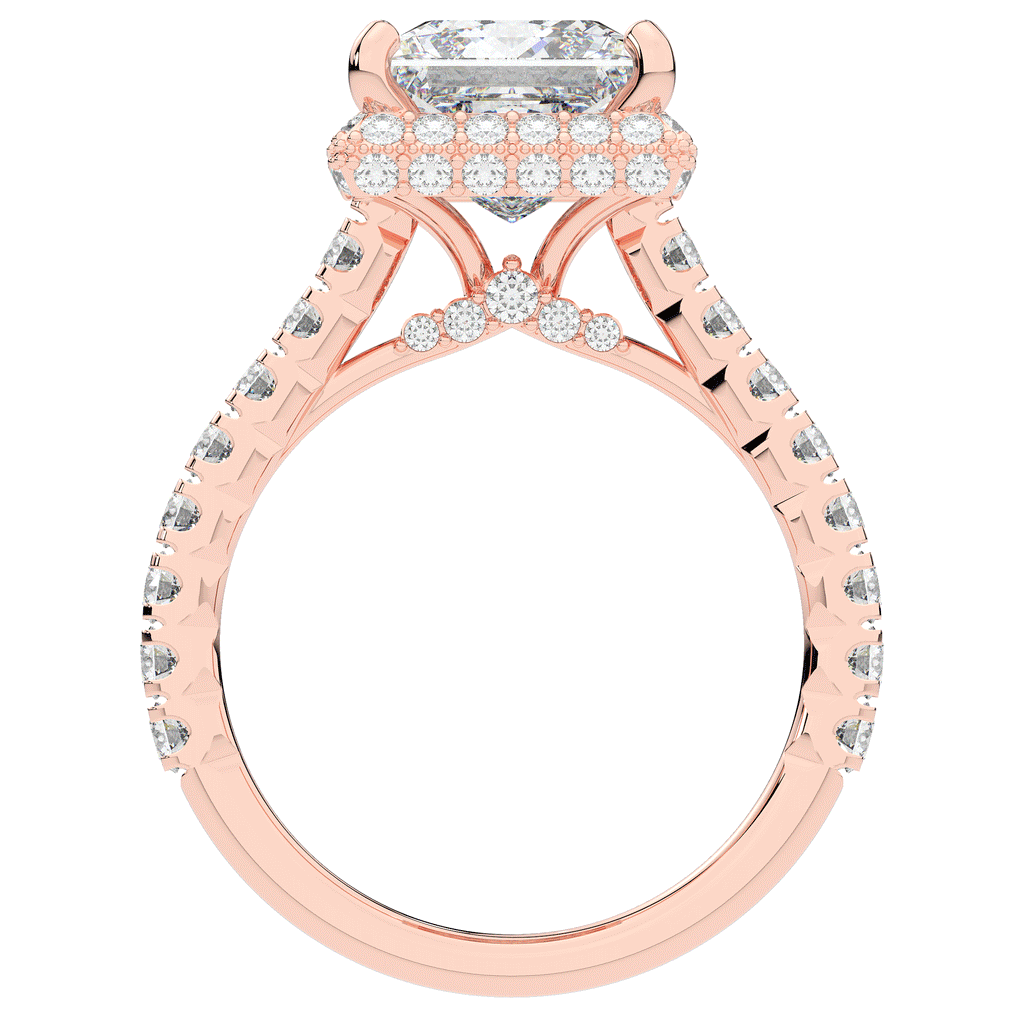 3.90CT.TW PRINCESS LAB DIAMOND HALO ENGAGEMENT RING - Nazarelle