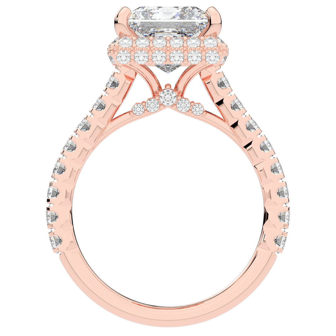 3.90CT.TW PRINCESS LAB DIAMOND HALO ENGAGEMENT RING - Nazarelle