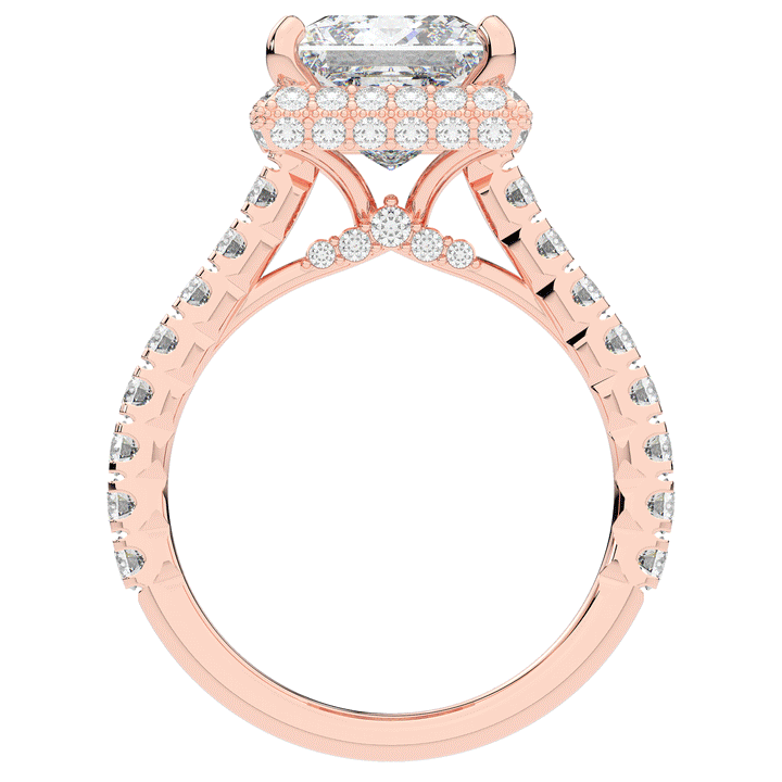 3.90CT.TW PRINCESS LAB DIAMOND HALO ENGAGEMENT RING - Nazarelle