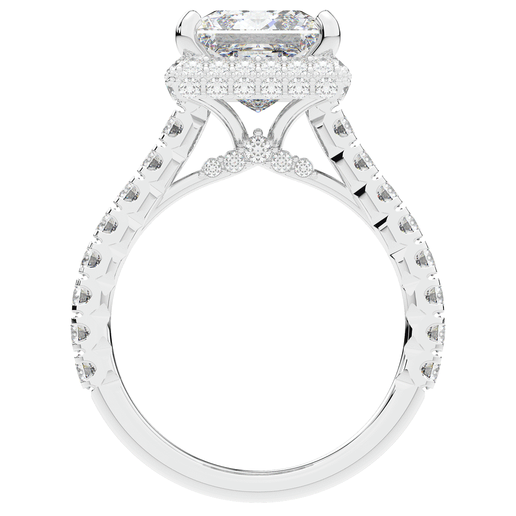 3.90CT.TW PRINCESS LAB DIAMOND HALO ENGAGEMENT RING - Nazarelle